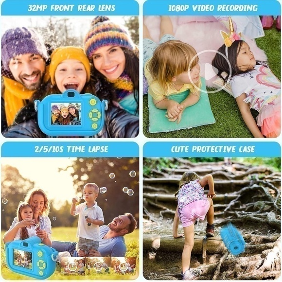 NEW ENGUNS Kids / Toddler Camera Blue 32MP HD Digital Camera Toy 32GB Card - Picture 4 of 6